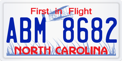 NC license plate ABM8682