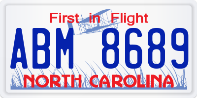 NC license plate ABM8689