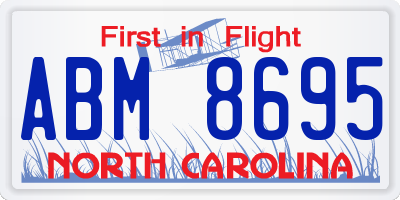 NC license plate ABM8695