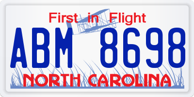 NC license plate ABM8698