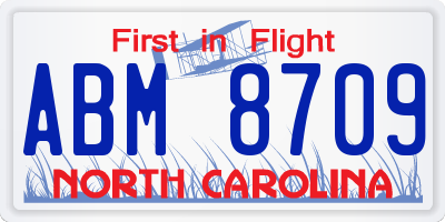 NC license plate ABM8709