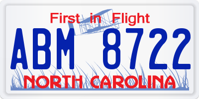 NC license plate ABM8722
