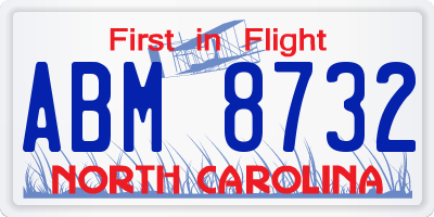 NC license plate ABM8732