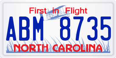 NC license plate ABM8735