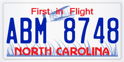 NC license plate ABM8748