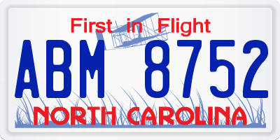 NC license plate ABM8752