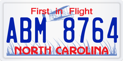 NC license plate ABM8764