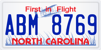 NC license plate ABM8769