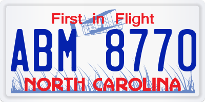 NC license plate ABM8770