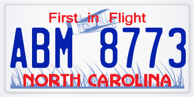 NC license plate ABM8773