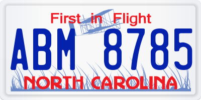 NC license plate ABM8785