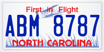 NC license plate ABM8787