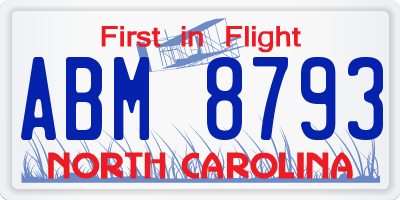 NC license plate ABM8793
