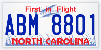 NC license plate ABM8801