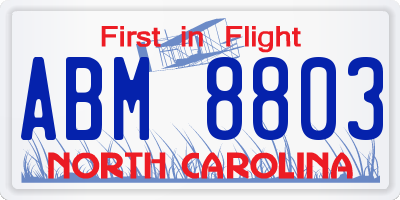 NC license plate ABM8803
