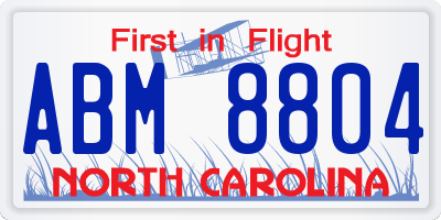 NC license plate ABM8804