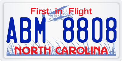 NC license plate ABM8808