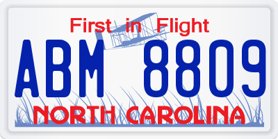 NC license plate ABM8809