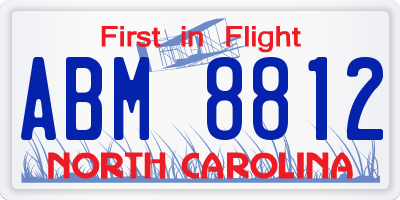 NC license plate ABM8812