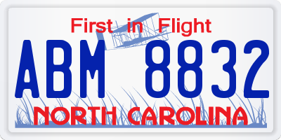 NC license plate ABM8832