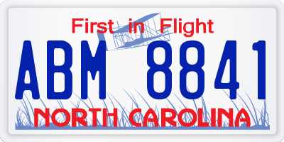 NC license plate ABM8841