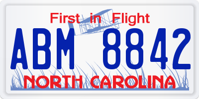 NC license plate ABM8842