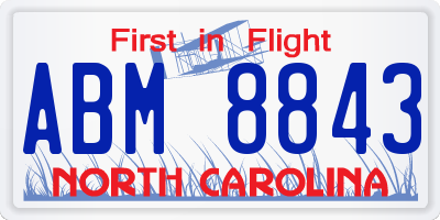 NC license plate ABM8843