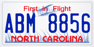 NC license plate ABM8856