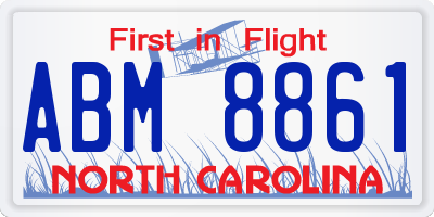 NC license plate ABM8861
