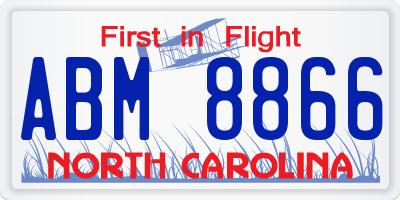NC license plate ABM8866