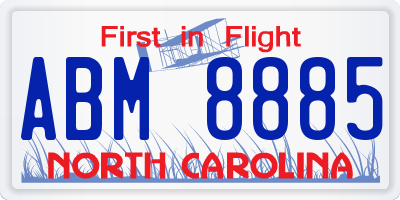 NC license plate ABM8885