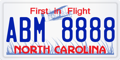 NC license plate ABM8888
