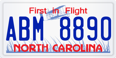 NC license plate ABM8890