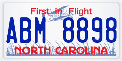 NC license plate ABM8898