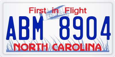 NC license plate ABM8904