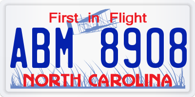 NC license plate ABM8908