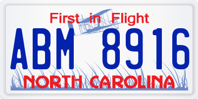 NC license plate ABM8916