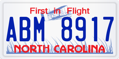NC license plate ABM8917
