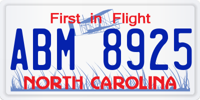 NC license plate ABM8925