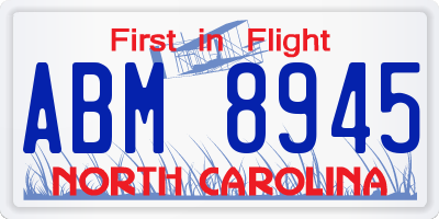 NC license plate ABM8945