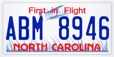 NC license plate ABM8946