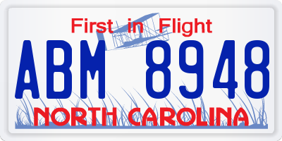 NC license plate ABM8948