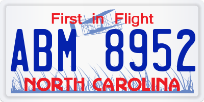 NC license plate ABM8952
