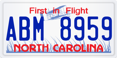 NC license plate ABM8959
