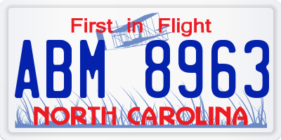 NC license plate ABM8963