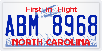 NC license plate ABM8968
