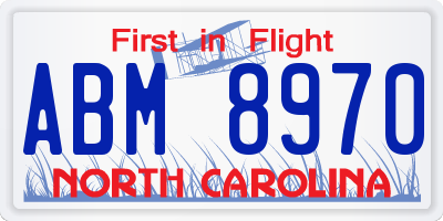 NC license plate ABM8970