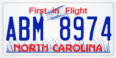 NC license plate ABM8974