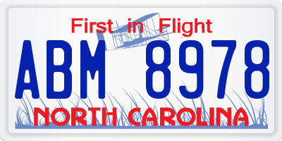 NC license plate ABM8978