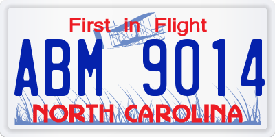 NC license plate ABM9014